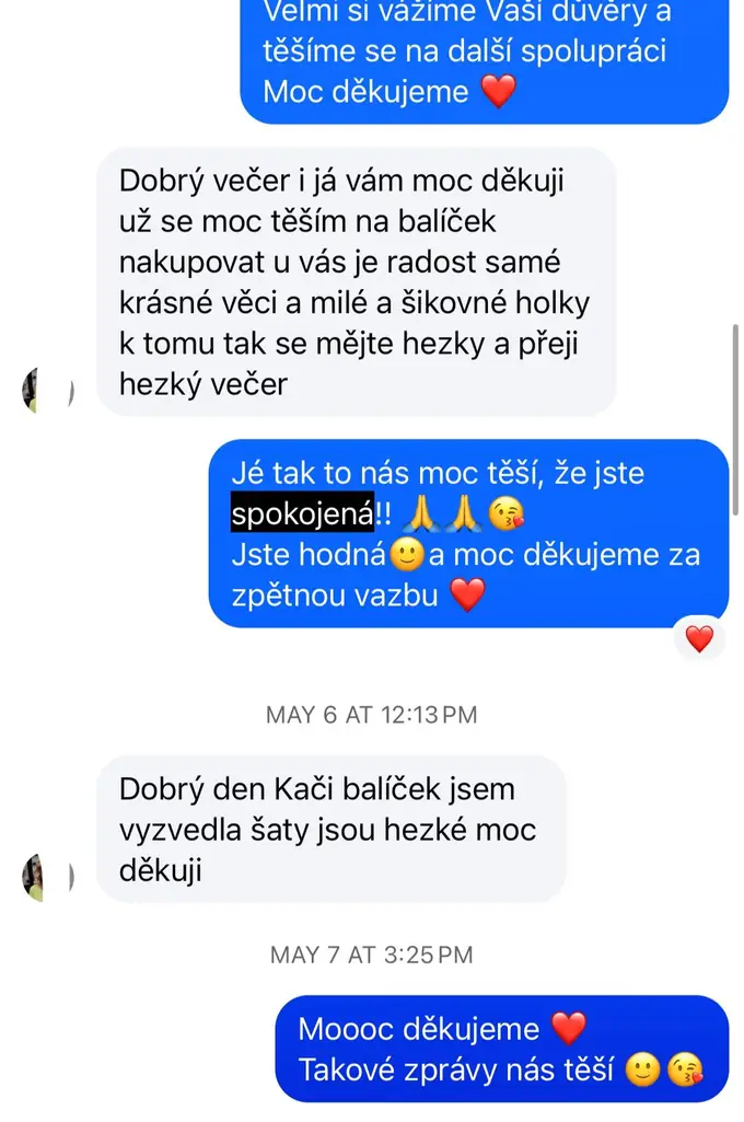 Screenshot zprávy od zákaznice